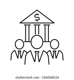 Corporate banking icon. Outline thin line flat illustration. Isolated on white background. 