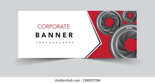 Corporate banner with camera lens background