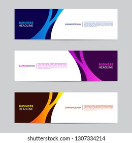 Corporate Banner collection with modern style, gradient color, horizontal business banner template with geometric shapes, business background with blue, orange and purple color,vector illustration.