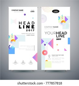 Corporate Banner - set of modern vector template abstract illustrations on white background with place for your text, headline, company name, information, icons. Colorful stylish brush strokes