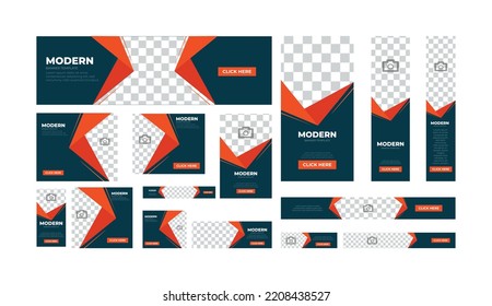 Diseño de conjunto de plantillas de banner corporativo. Plantilla de diseño de conjunto de anuncios comerciales. Banners verticales, horizontales, cuadrados.