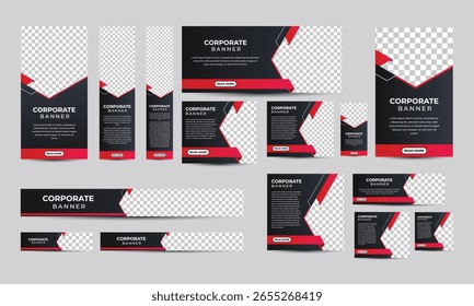 Diseño de conjunto de diseño de Plantilla de Anuncio corporativo. Plantilla de Anuncio de diseño de conjunto de publicidad empresarial.