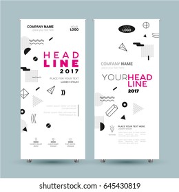 Corporate Banner - vector template illustration with abstract memphis style background. Make your company look good. Headline and topic. Modern outlook with different shapes. Copy space for your logo.