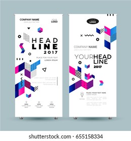 Corporate Banner - vector template illustration with abstract flat design background. Make your company look good. Headline and topic. Modern outlook with different shapes. Copy space for your logo.