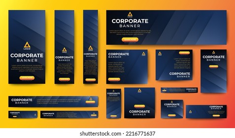 Corporate Banner entwerfen Web-Template-Set. Abstraktes Bannerlayout. Vektorhintergrund für Web-Anzeigen, Social-Media-Post, Flyer, Karte.