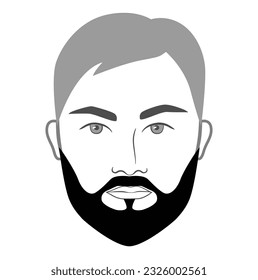 Corporate Beard style men in face illustration Facial hair mustache. Vector grey black portrait male Fashion template flat barber collection set. Stylish hairstyle isolated outline on white background