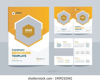 Corporate bi fold business brochure template design with Clean, minimal and modern shapes in A4 format