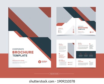 Corporate Bi Fold Business Brochure Template Design With Clean, Minimal And Modern Shapes In A4 Format