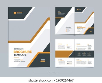 Corporate bi fold business brochure template design with Clean, minimal and modern shapes in A4 format