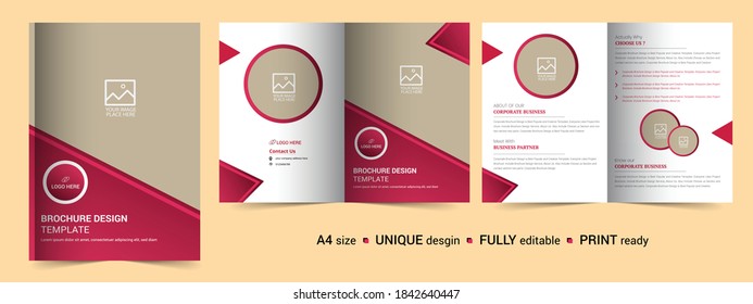 Corporate bifold brochure. It's also compatible with bi-fold, catalog, company profile, booklet, annual report, company profile, minimalist design and fully editable.