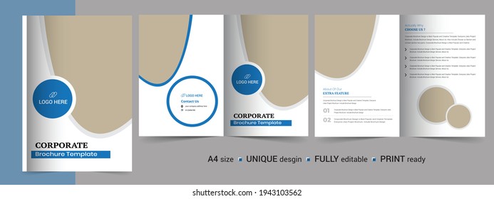 Corporate bifold brochure. It's also compatible with bi-fold, catalog, company profile, booklet, annual report, company profile, minimalist design and fully editable.