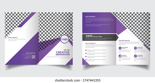 Diseño de folletos corporativos bipliegos, plantilla de folletos creativos y profesionales para el bipliegue de negocios vectorial
