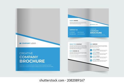 Corporate bi-fold brochure design template. Business Bi-Fold Brochure. Bifold Brochure Layout. Bi-fold brochure flyer design. Business template for Bifold flyer with modern circle photo and abstract