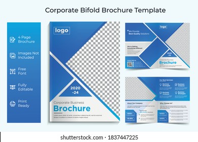 Corporate bi-fold brochure design template.Business Bi-Fold Brochure.Bifold Brochure Layout.Bi-fold brochure flyer design. Business template for Bifold flyer with modern circle photo and abstract bac