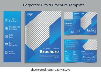 Plantilla de diseño multiplicidad de folletos corporativos.Folleto de doble plegado para empresas.Diseño de folletos biplios.Diseño de folletos bipliegos. Plantilla de negocio para el volante Bi pliegue con foto de círculo moderna y bac abstracto