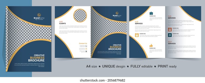 Corporate Bi-fold Brochure Template, Catalog, Booklet Template Design. Fully Editable.