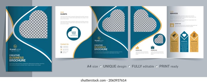Corporate Bi-fold Brochure Template, Catalog, Booklet Template Design. Fully Editable.