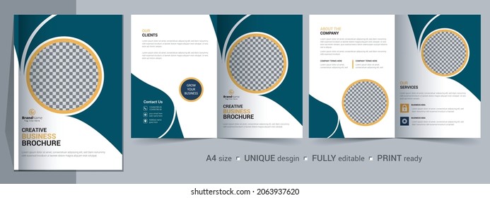 Corporate Bi-fold Brochure Template, Catalog, Booklet Template Design. Fully Editable.