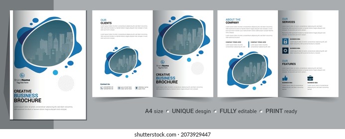 Corporate Bi-fold Brochure Template, Catalog, Booklet Template Design. Fully Editable.	