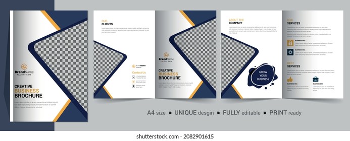 Corporate Bi-fold Brochure Template, Catalog, Booklet Template Design. Fully Editable.