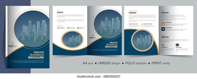 Corporate Bi-fold Brochure Template, Catalog, Booklet Template Design. Fully Editable.