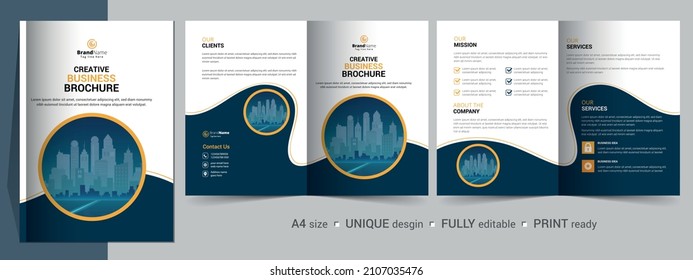 Corporate Bifold Brochure Template, Catalog, Booklet Template Design. Fully Editable.