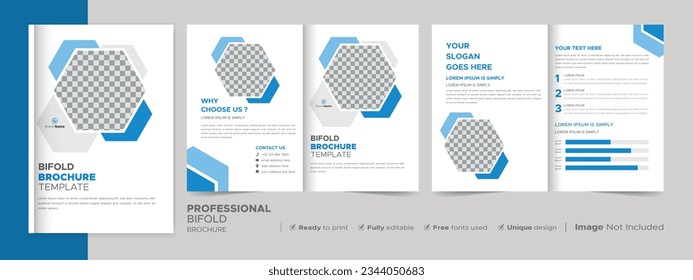 Corporate Bifold Brochure Template, Catalog, Booklet Template Design. Fully Editable.