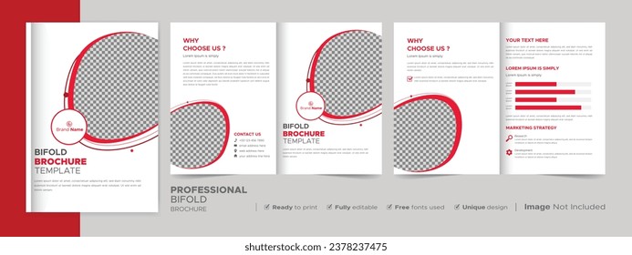 Corporate Bifold Brochure Template, Catalog, Booklet Template Design. Brochure Mockup Template.	