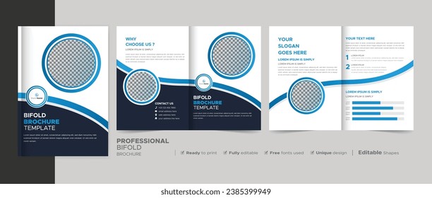 Corporate Bi-fold Brochure Template, Catalog, Booklet Template Design. Fully Editable.