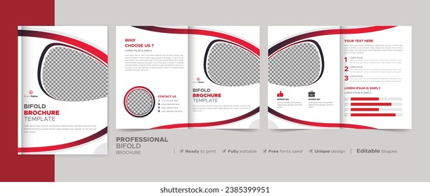 Corporate Bi-fold Brochure Template, Catalog, Booklet Template Design. Fully Editable.