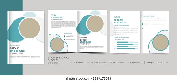 Corporate Bi-fold Brochure Template, Catalog, Booklet Template Design. Fully Editable.