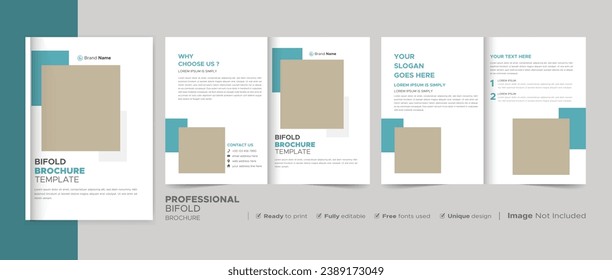 Corporate Bi-fold Brochure Template, Catalog, Booklet Template Design. Fully Editable.