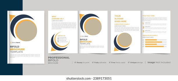 Corporate Bi-fold Brochure Template, Catalog, Booklet Template Design. Fully Editable.