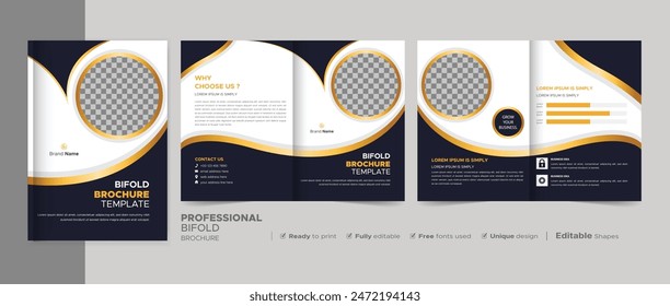 Corporate Bi-fold Brochure Template, Catalog, Booklet Template Design. A4 Size Fully Editable.