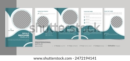 Corporate Bi-fold Brochure Template, Catalog, Booklet Template Design. A4 Size Fully Editable.