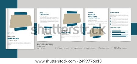 Corporate Bifold Brochure Template, Catalog, Booklet Template Design. A4 Size Fully Editable.