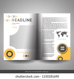 Corporate bi-fold brochure template design. Annual report, presentation, book cover or flyer. Stock vector.