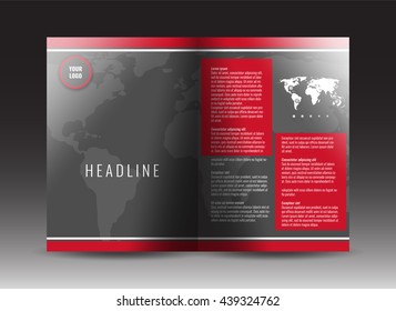 Corporate bi-fold brochure template design. Annual report, presentation, book cover or flyer. Stock vector.