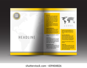 Corporate bi-fold brochure template design. Annual report, presentation, book cover or flyer. Stock vector.