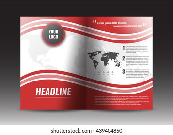 Corporate bi-fold brochure template design. Annual report, presentation, book cover or flyer. Stock vector.