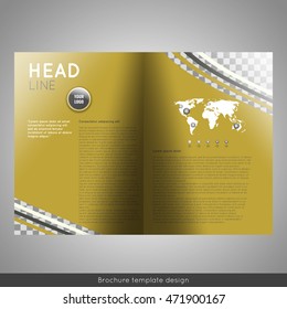 Corporate bi-fold brochure template design. Annual report, presentation, book cover or flyer. Stock vector.