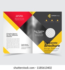 Corporate Bi-Fold Brochure template design-book cover mockup