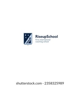 Corporate block, logo. High school heraldic emblem