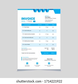 Corporate blue  abstract modern invoice vector template