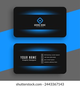 Corporate blue and black elegant business card template vector