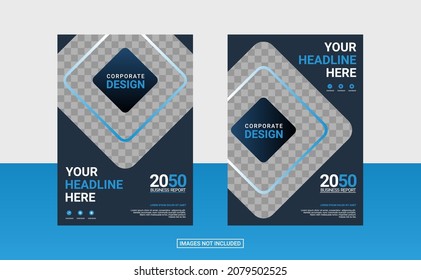corporate blue book cover design template. annual report and business catalog  magazine  flyer.