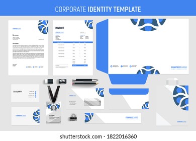 Corporate blue business stationery template