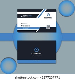 Corporate blue details modern clean business card. Vector illustration