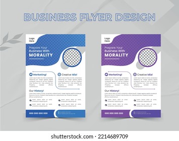 Corporate blue orange Business Flyer template. Brochure, poster, portfolio, social cover design.