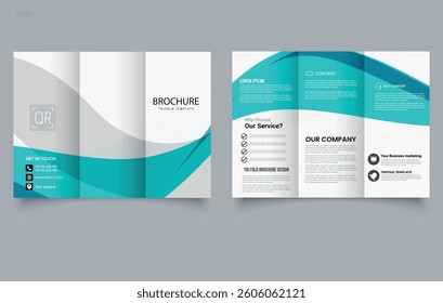 Corporate Blue Trifold Brochure Template Modern Business Leaflet Design.